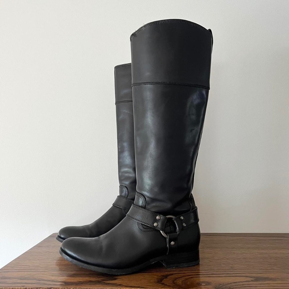 SOLD Frye 'Melissa' harness black leather riding boots 🐎